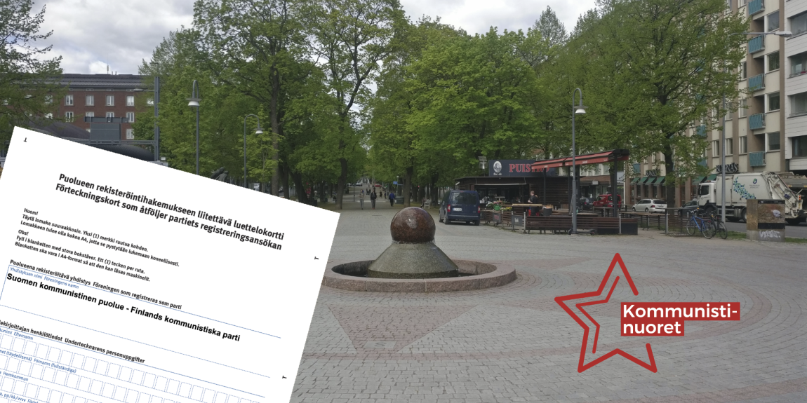 Kommunistinuoret Tampereen Hämeenpuistossa