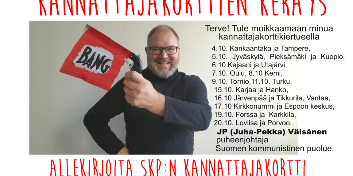 SKP:n puheenjohtaja JP (Juha-Pekka) Väisänen kiertää 23 kaupungissä
