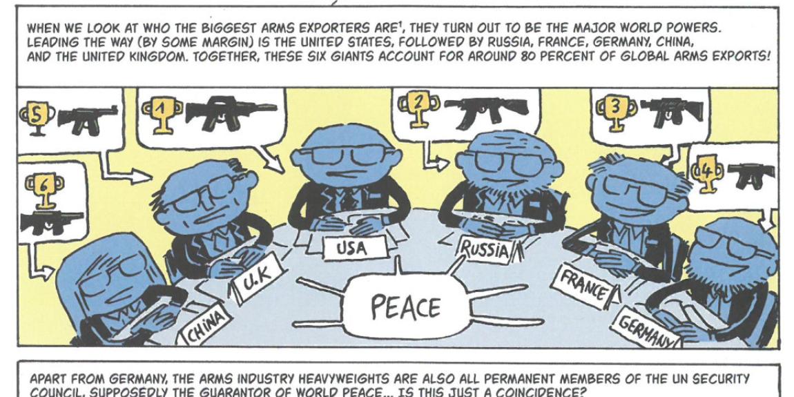Maailman mahdit istuvat pöydässä myymässä aseita ja vaatimassa rauhaa.