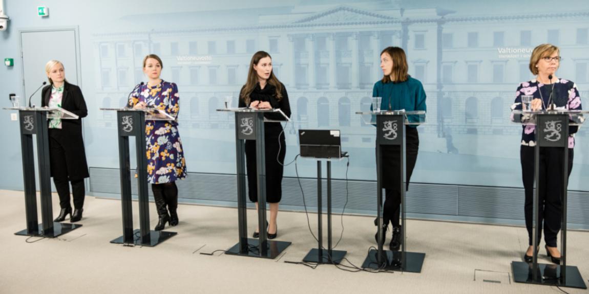 Maria Ohisalo, Katri Kulmuni, Sanna Marin, Li Anderson ja Anna-Maja Henriksson.