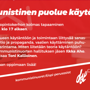 Bannerikuva: Kommunistinen puolue käytännössä -opintotapaaminen 7.4.2021.