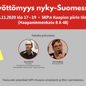 Bannerikuva: Työttömyys nyky-Suomessa -tilaisuuden 6.11.2020 mainos.