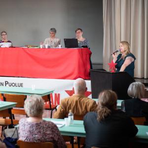 Petra Packalén speaking at the Congress of The CPF in the summer of 2022 photo Emma Grönqvist