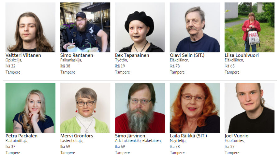 Kuvassa SKP:n ehdokkaita Tampereelta.