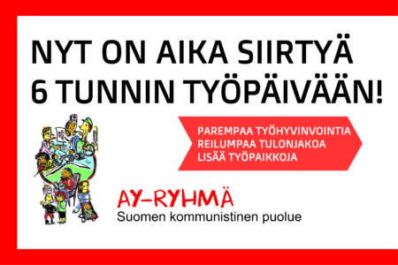 Bannerikuvassa teksti 'Nyt on aika siirtyä 6 tunnin työpäivään!'.
