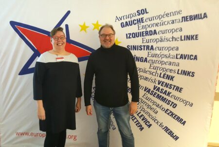 SKP:n puheenjohtaja JP (Juha-Pekka) Väisänen ja pääsihteeri Tiina Sandberg