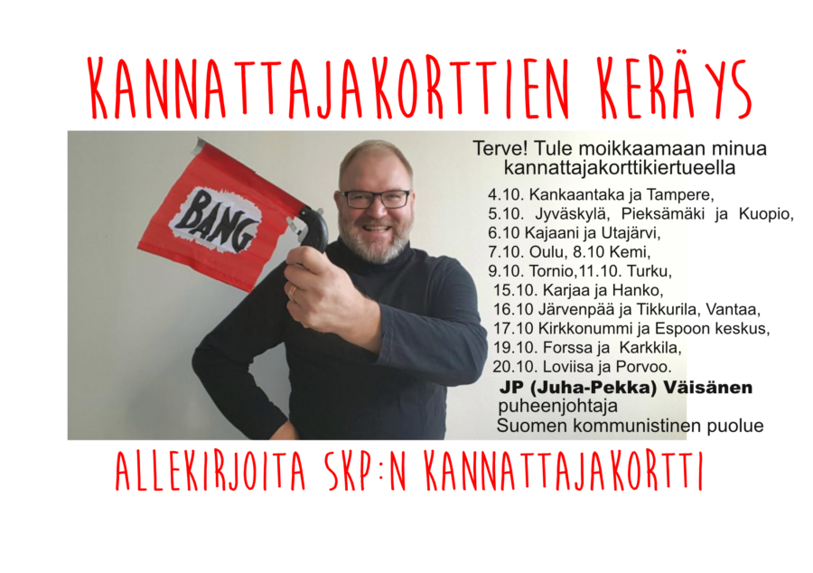 SKP:n puheenjohtaja JP (Juha-Pekka) Väisänen kiertää 23 kaupungissä