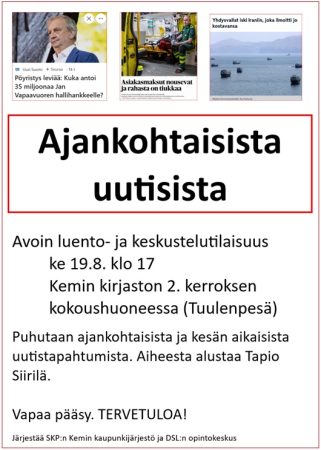 SKP Kemi Mainos Opinto 2026 08 19 Uutisia