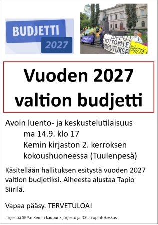 SKP Kemi Mainos Opinto 2026 09 14 Budjetti Reunat