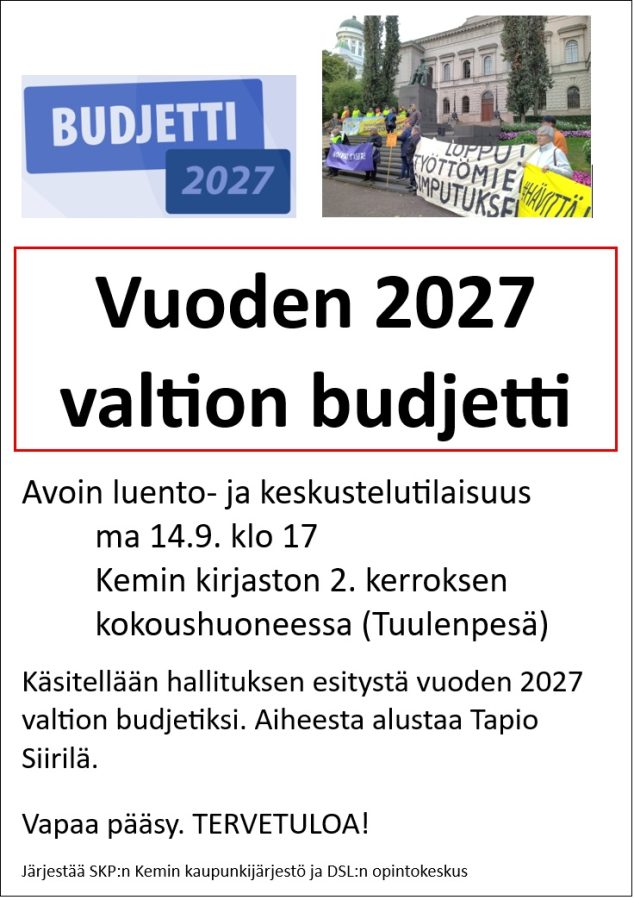 SKP Kemi Mainos Opinto 2026 09 14 Budjetti Reunat