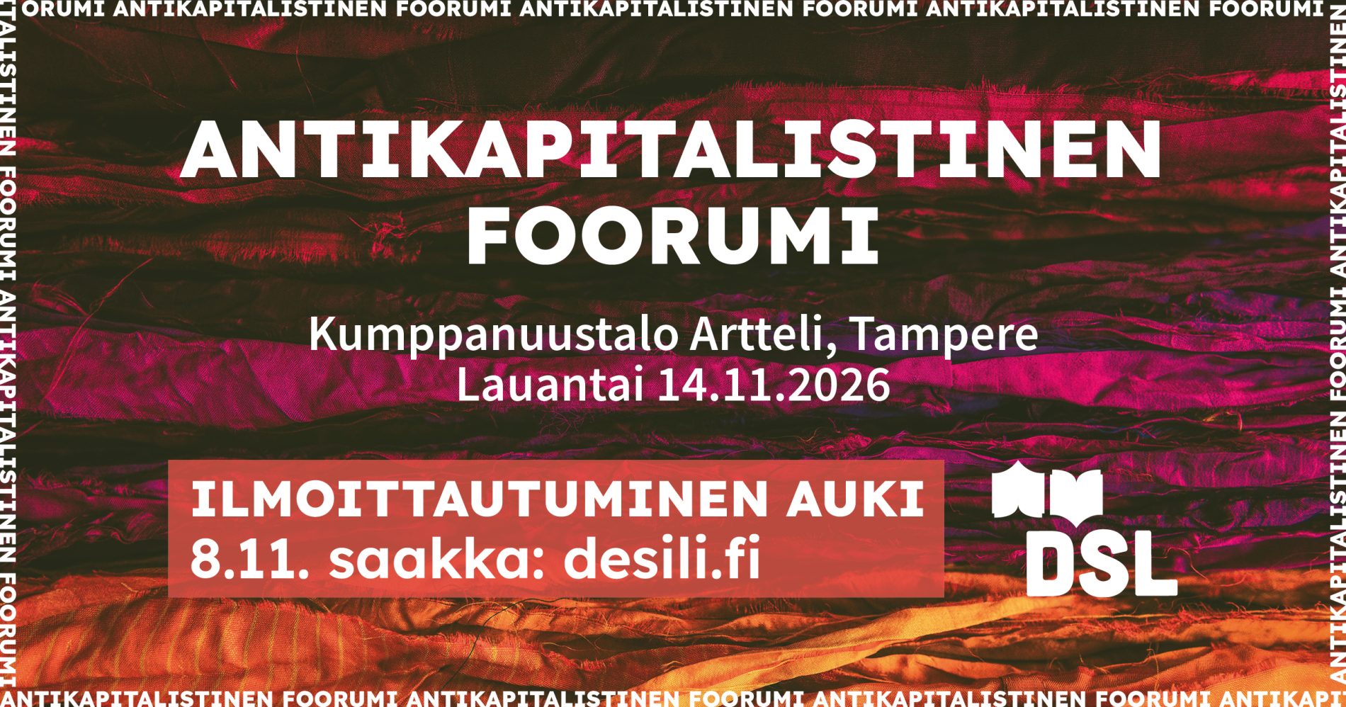 Antikapitalistinen foorumi 2026 banneri ilmoittautuminen FIN